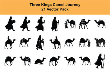 Fototapeta premium Three Kings Camel Journey Silhouette Set