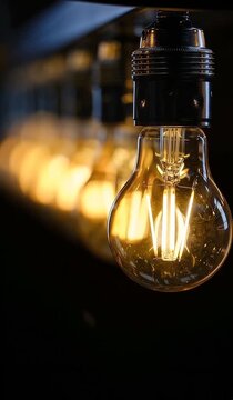 Turning On and Off a Light Bulb Illuminating a Dark Room with Warm Light