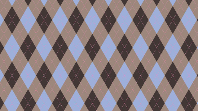Retro Argyle Diamond Seamless Pattern Background in Brown and Blue