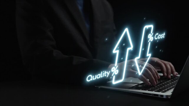 Business concept showing cost reduction and quality increase using Lean, Six Sigma, and Total Quality Management (TQM) to enhance efficiency, value, and customer satisfaction. Muxer