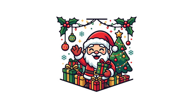 JollySantaDeliveringGiftsWithHolidayDecorations.
