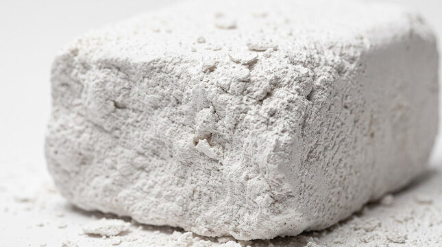 Macro Detail Shot of White Powdered Chalk Block for Climbing and Gymnastics