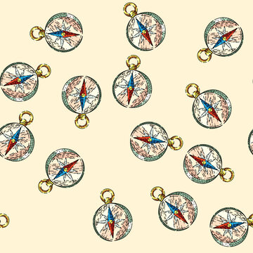 pattern compass north hand drawn vector. map direction, rose wind, south and west, nautical arrow compass north sketch illustration