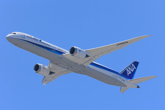 ANA All Nippon Airways Boeing 787-10 Dreamliner on landing approach on June 28 2026 at Fukuoka Airport Japan