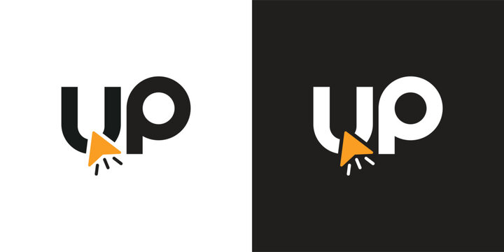 Modern UP Logo Design with Arrow Cursor Vector