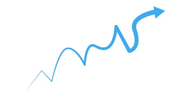 Upward growth arrow line progress and rising success minimal animation