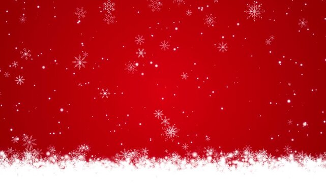 snow flakes bottom border frame falling on red animation,winter snow flakes new year and Christmas holiday copy space motion background