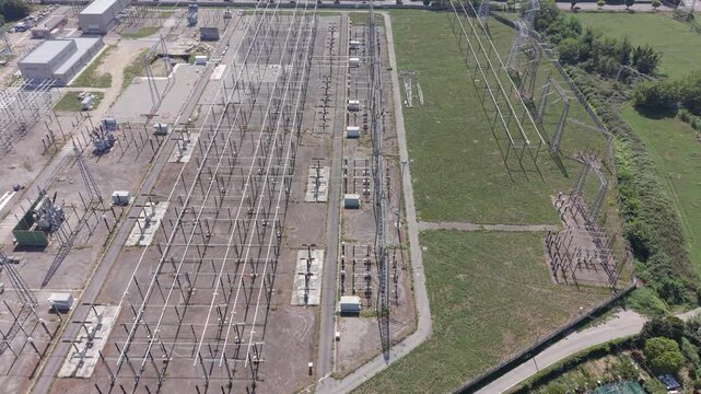 Electrical Power Substation Infrastructure Aerial Italy Milan