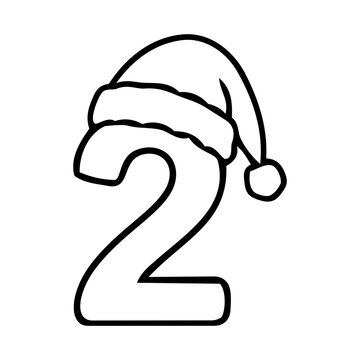 Cheerful Number Two with Santa Hat for Holiday Celebrations