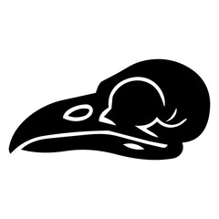Obraz premium Black Silhouette of a Raven Skull Design for Halloween and Gothic Themes