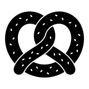 Black Silhouette of a Classic Pretzel with Salty Surface Detail