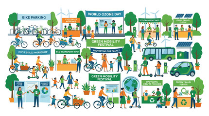 Fototapeta premium Green Mobility Festival: Eco-Friendly Transportation, Cycling, and Sustainability