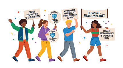 Fototapeta premium Diverse group protesting for environmental protection and climate action