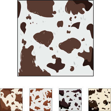 Cowhide texture with irregular brown spots on white background, seamless farm inspired pattern ideal for dairy, livestock, rustic branding, textile and country design projects
