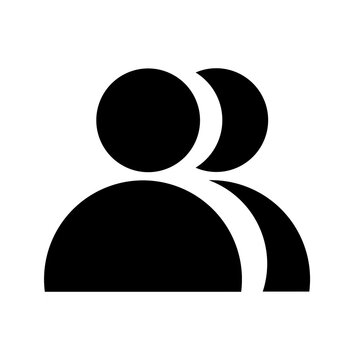 Minimalist black group icon showing multiple users profile avatar