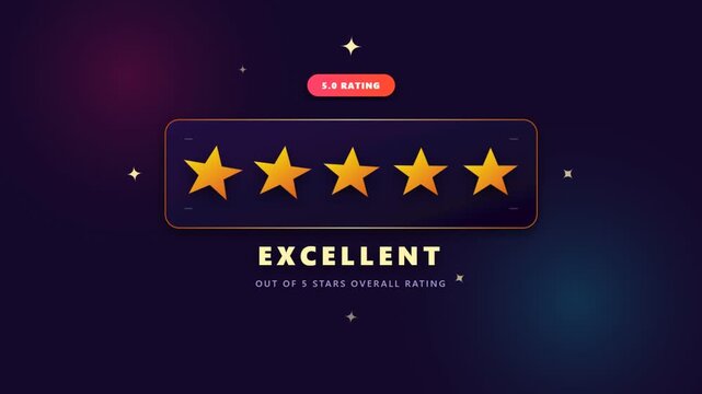 Five Star Rating Animation with Excellent Feedback Concept