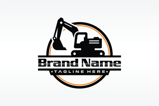 Excavator Construction Logo with Circular Emblem