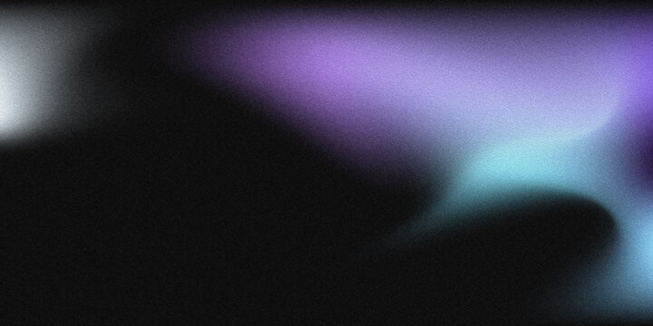 Abstract black background with soft purple and cyan blue blurred glow, atmospheric gradient lighting, smooth defocused texture, dramatic modern backdrop for banners, posters, websites and wallpapers