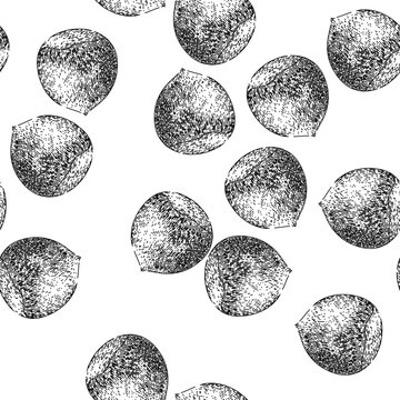 seamless pattern hazelnut nut food hand drawn. fly fruit, shell hazel, vector filbert, brown flavor, natural broken hazelnut nut food black sketch illustration