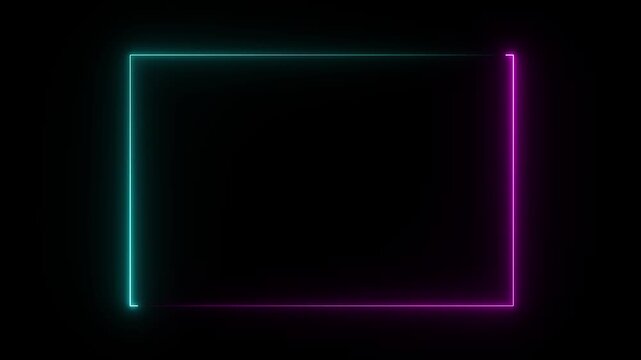 neon glowing rectangular motion graphics border frame isolated led light laser line glow frame design. on transparent background.