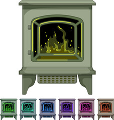 Fototapeta premium furniture fireplace cartoon. furniture fireplace sign colorful illustration