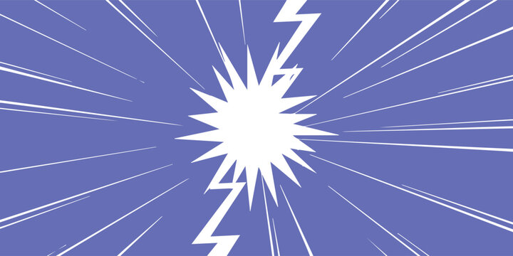 Bright Lightning Bolt Illustration with Radiating Lines.
