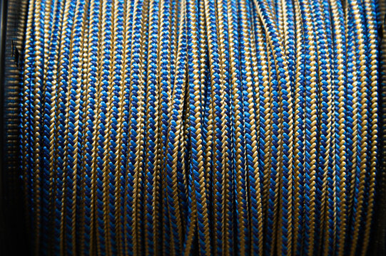 Spool of Blue and Gold Braided Rope