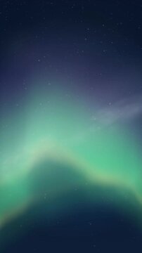 Vertical Aurora Borealis Northern Lights Animation with Shimmering Green and Purple Waves