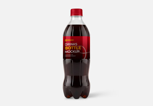 Soft Drink Beverage Bottle Label Mockup on Light Background