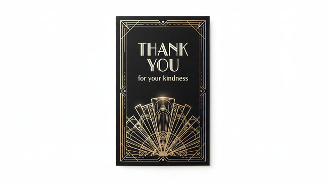 Art Deco Elegant Gold and Black Thank You Card Template Design