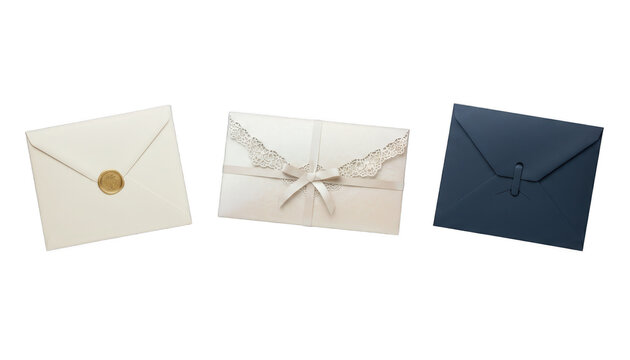 Set of Elegant Wedding Envelopes with Lace and Seals