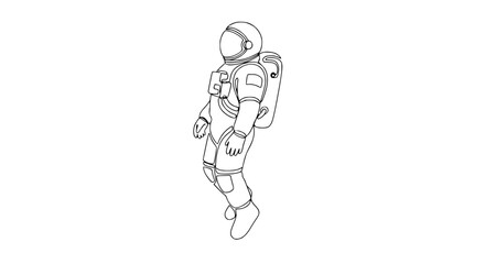 Fototapeta premium Astronaut in Zero Gravity, Space Exploration, Line Art, Transparent Background