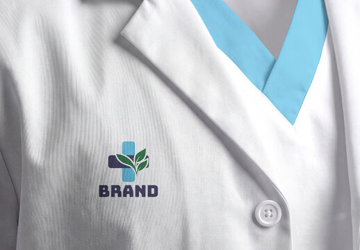 Closeup Medical Lab Uniform Coat Logo Mockup