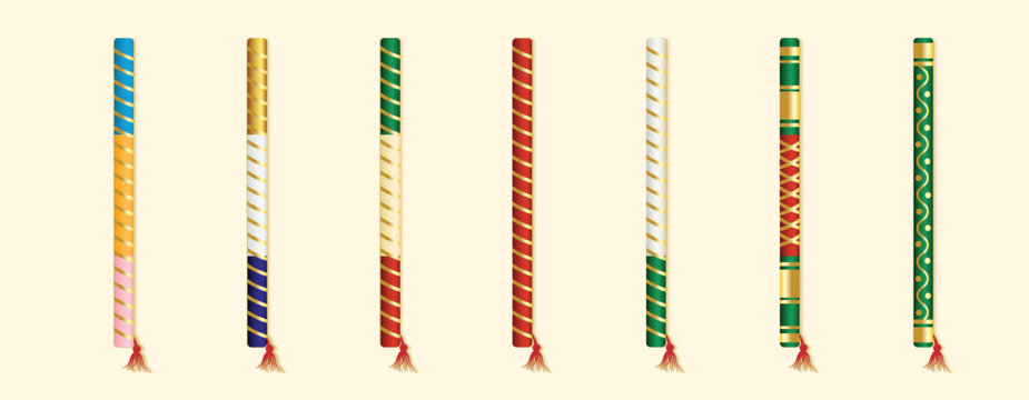 Colorful Traditional Dandiya Sticks Collection for Navratri Festival Celebration and Cultural Events vector illustration