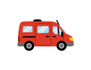 Fototapeta premium Red Van Side View Isolated Transparent Background