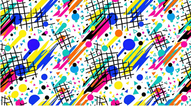 90s retro memphis style pattern design isolated on transparent background