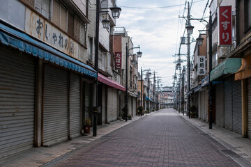 Fototapeta premium A shuttered shopping street in Japan