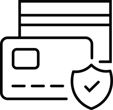 Credit card with security shield icon, secure payment concept, vector illustration isolated on transparent background