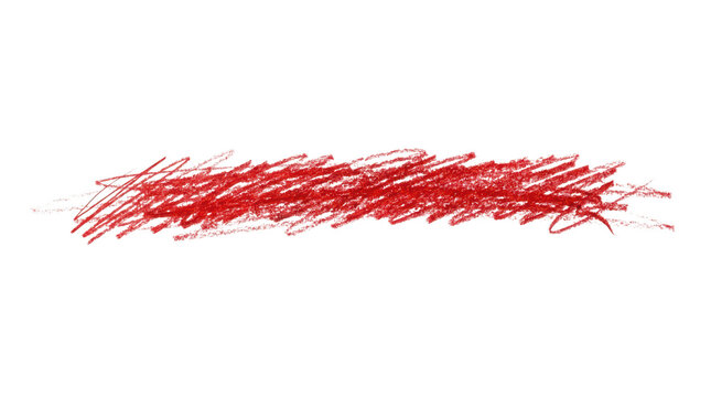 Red crayon scribble texture isolated on transparent background