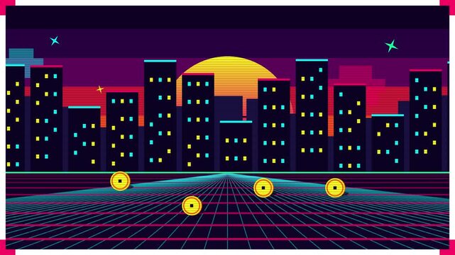Retro Arcade Game UI with Insert Coin and Stage Clear Animation