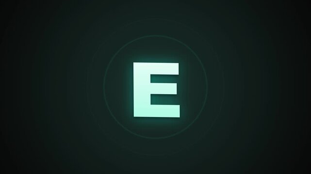 Glowing teal 3d letter e grid animation over dark background