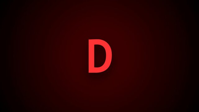 3d letter d glowing on a dark red background