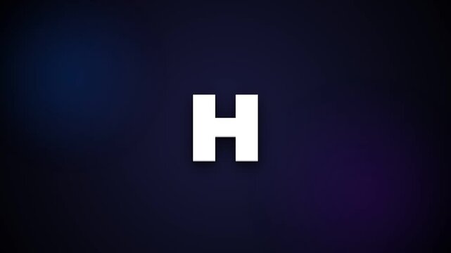 White 3d letter h grid on glowing dark blue background