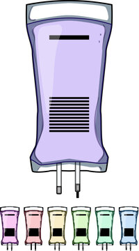 infusion iv fluid bag cartoon. hydration electrolyte, therapy drip, solution medical infusion iv fluid bag sign colorful illustration