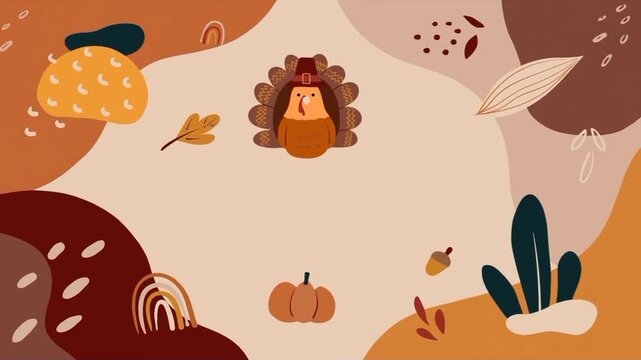 Abstract turkey and autumn themed background animation