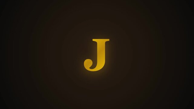3d letter j glowing in golden metallic grid pattern