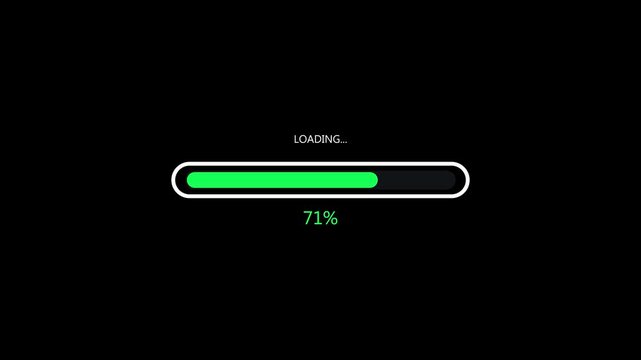 Horizontal progress bar loading animation at fifty seven percent with text percentage interface software waiting web percentage interface software waiting web