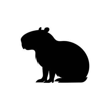 Capybara silhouette vector icon, black wild animal profile on white background, South American rodent graphic for nature and zoo designs