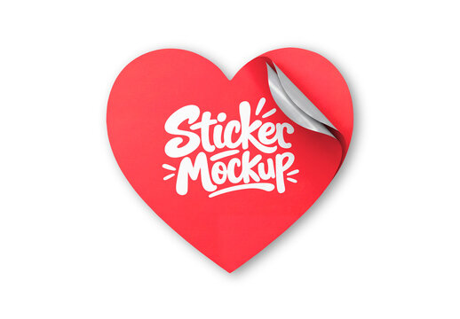 Heart Shape Sticker Mockup