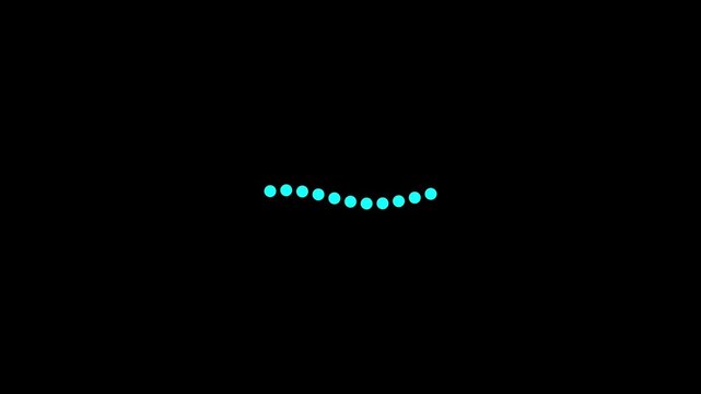 Abstract blue dotted loading sequence animation moving in a wave on black background dots progress circular waving interface dots progress circular waving interface